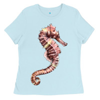 Baby Blue pink seahorse Ladies Tee - LillyAllenDesigns