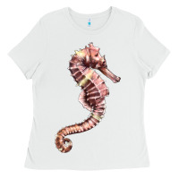 White pink seahorse Ladies Tee - LillyAllenDesigns