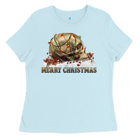 Baby Blue Merry christmas skull Ladies Tee - RanaPortraitStore