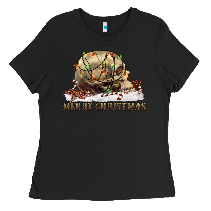 Merry Christmas Skull Ladies Tee by RanaPortraitStore | Teevron