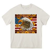 Cream American Flag Eagle Heavy Core Tee - LillyAllenDesigns