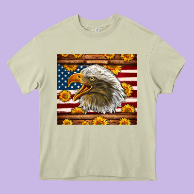 American Flag Eagle Heavy Core Tee Designed By Lillyallendesigns