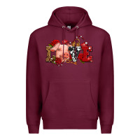 Burgundy love with pig olivia Premium Hoodie - OliviaCreatesArt