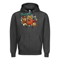 Charcoal Heather happy fall Zipper Hoodie - CowGirlArtShop