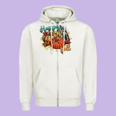 Happy Fall Zipper Hoodie Designed By Cowgirlartshop
