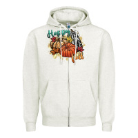 Oatmeal Heather happy fall Zipper Hoodie - CowGirlArtShop