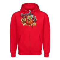 Red happy fall Zipper Hoodie - CowGirlArtShop