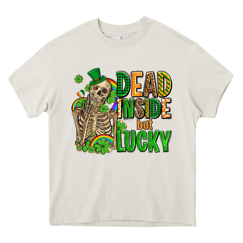 Dead Inside But Lucky  With Skeleton Heavy Core Tee by AdoDesignShop | Teevron