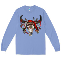 Colony Blue Western Christmas Bull Skull Long Sleeve Tee - RanaPortraitStore