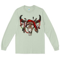 Matcha Western Christmas Bull Skull Long Sleeve Tee - RanaPortraitStore