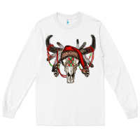 White Western Christmas Bull Skull Long Sleeve Tee - RanaPortraitStore