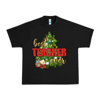 Black Best Teacher Ever With Christmas Tree Urban Heavy Tee - BundleAndBundleShop