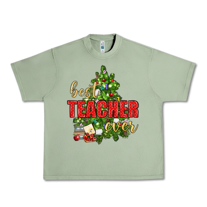 Best Teacher Ever With Christmas Tree Urban Heavy Tee by BundleAndBundleShop | Teevron