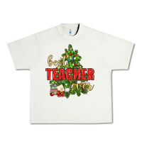 Pistachio Best Teacher Ever With Christmas Tree Urban Heavy Tee - BundleAndBundleShop