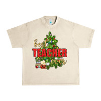 Sandshell Best Teacher Ever With Christmas Tree Urban Heavy Tee - BundleAndBundleShop