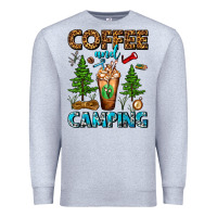 Heather Grey Coffee And Camping Frappe Premium Sweatshirt - FaDigitalArtStudio
