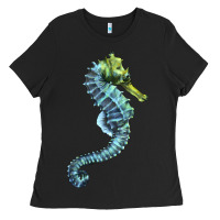 Black Blue Seahorse Ladies Tee - LillyAllenDesigns
