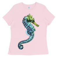 Bubblegum Pink Blue Seahorse Ladies Tee - LillyAllenDesigns