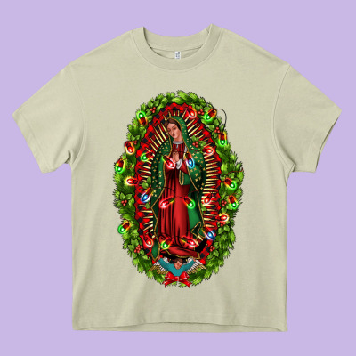 Our Lady Of Guadalupe Christmas Heavy Core Tee Designed By Jasminsmagicworld