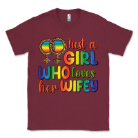 Burgundy Just A Girl Who Loves Her Wifey Classic Tee - BundleAndBundleShop