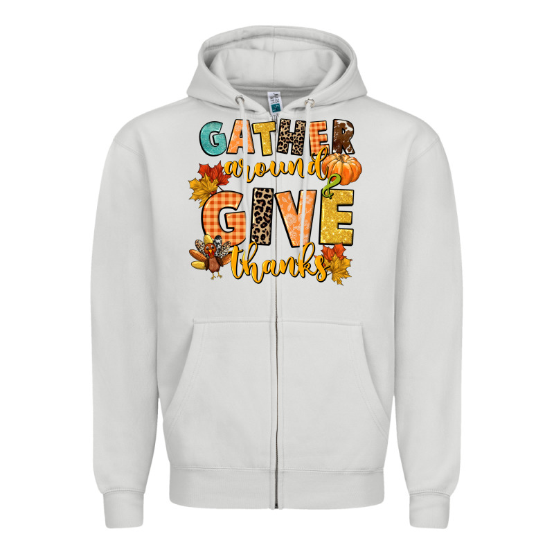 Gather Around And Give Thanks Zipper Hoodie by CowGirlArtShop | Teevron