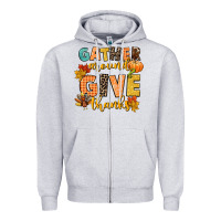Heather Grey gather around and give thanks Zipper Hoodie - CowGirlArtShop