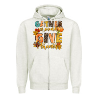 Oatmeal Heather gather around and give thanks Zipper Hoodie - CowGirlArtShop