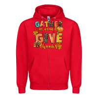 Red gather around and give thanks Zipper Hoodie - CowGirlArtShop