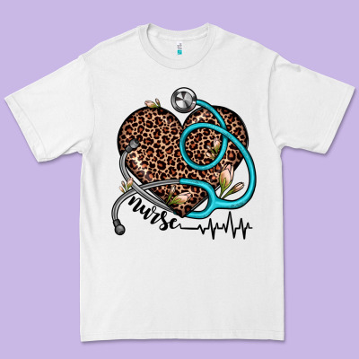 Nurse Leopard Heart Premium Tee Designed By Jahusdesignshop