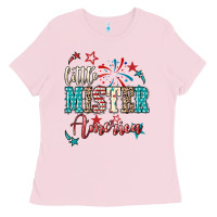 Bubblegum Pink little mister america Ladies Tee - NancyCooperArtShop