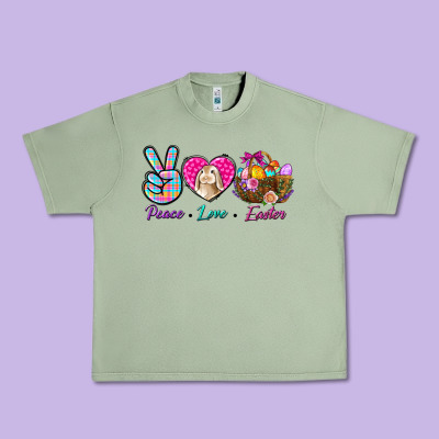 Peace Love Easter Urban Heavy Tee Designed By Bundleandbundleshop