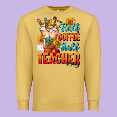 Half Coffee Half Teacher Premium Sweatshirt Designed By Fadigitalartstudio
