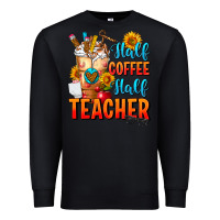 Black Half Coffee Half Teacher Premium Sweatshirt - FaDigitalArtStudio