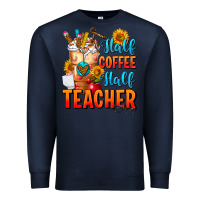 Navy Half Coffee Half Teacher Premium Sweatshirt - FaDigitalArtStudio