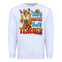 White Half Coffee Half Teacher Premium Sweatshirt - FaDigitalArtStudio