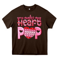 Chocolate Brown you make my heart pop Heavy Core Tee - NancyCooperArtShop