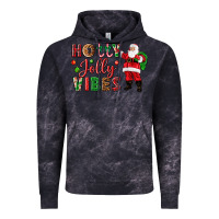 Cloud Black Holly Jolly vibes Christmas with Santa Vintage Hoodie - NancyCooperArtShop