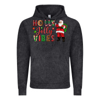 Vintage Black Holly Jolly vibes Christmas with Santa Vintage Hoodie - NancyCooperArtShop