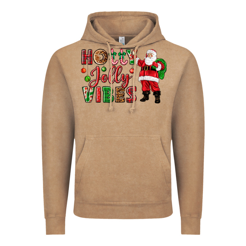 Holly Jolly Vibes Christmas With Santa Vintage Hoodie by NancyCooperArtShop | Teevron