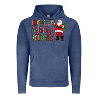 Vintage Denim Holly Jolly vibes Christmas with Santa Vintage Hoodie - NancyCooperArtShop