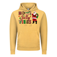 Vintage Mustard Holly Jolly vibes Christmas with Santa Vintage Hoodie - NancyCooperArtShop
