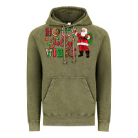 Vintage Olive Holly Jolly vibes Christmas with Santa Vintage Hoodie - NancyCooperArtShop