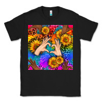 Black Heart And Sunflowers With Neon Leopard Patterns Classic Tee - BundleAndBundleShop
