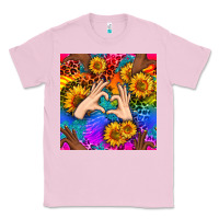 Bubblegum Pink Heart And Sunflowers With Neon Leopard Patterns Classic Tee - BundleAndBundleShop