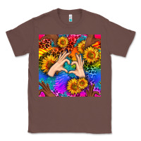 Chestnut Heart And Sunflowers With Neon Leopard Patterns Classic Tee - BundleAndBundleShop