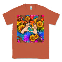 Copper Heart And Sunflowers With Neon Leopard Patterns Classic Tee - BundleAndBundleShop