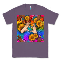 Lavender Heart And Sunflowers With Neon Leopard Patterns Classic Tee - BundleAndBundleShop