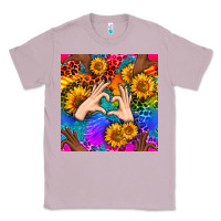 Lilac Heart And Sunflowers With Neon Leopard Patterns Classic Tee - BundleAndBundleShop