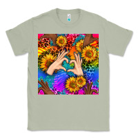 Matcha Heart And Sunflowers With Neon Leopard Patterns Classic Tee - BundleAndBundleShop