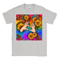 Moon Dust Heart And Sunflowers With Neon Leopard Patterns Classic Tee - BundleAndBundleShop